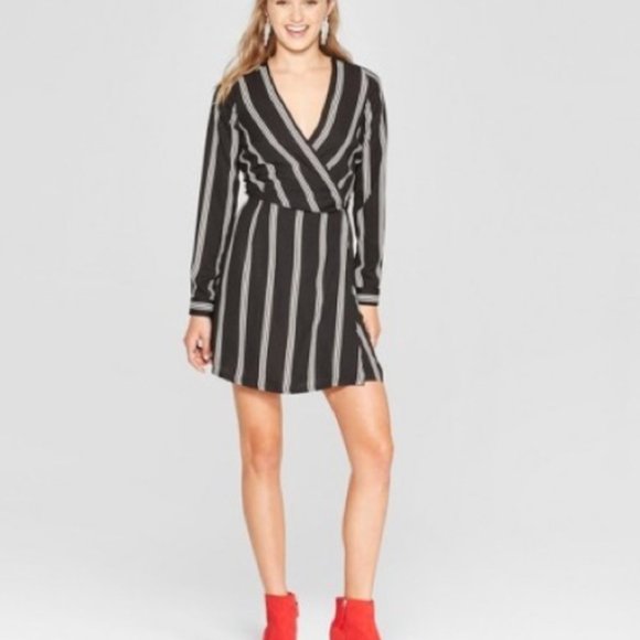 Xhilaration Black and White Striped Mini Dress - Picture 1 of 5